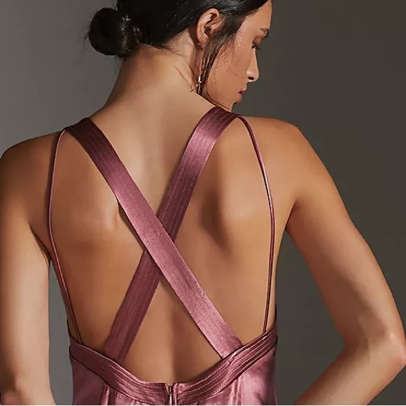 Anthropologie Satin Cross-Back Midi Dress - Picture 10 of 16